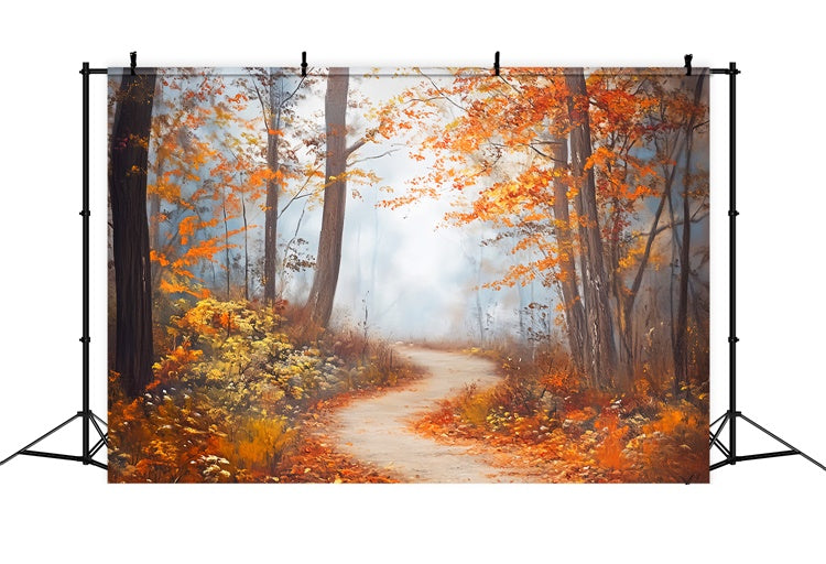 Fall Forest Backdrop Misty Maple Pathway Backdrop UK LXX57-152