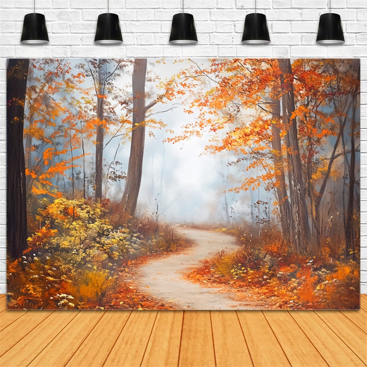 Fall Forest Backdrop Misty Maple Pathway Backdrop UK LXX57-152