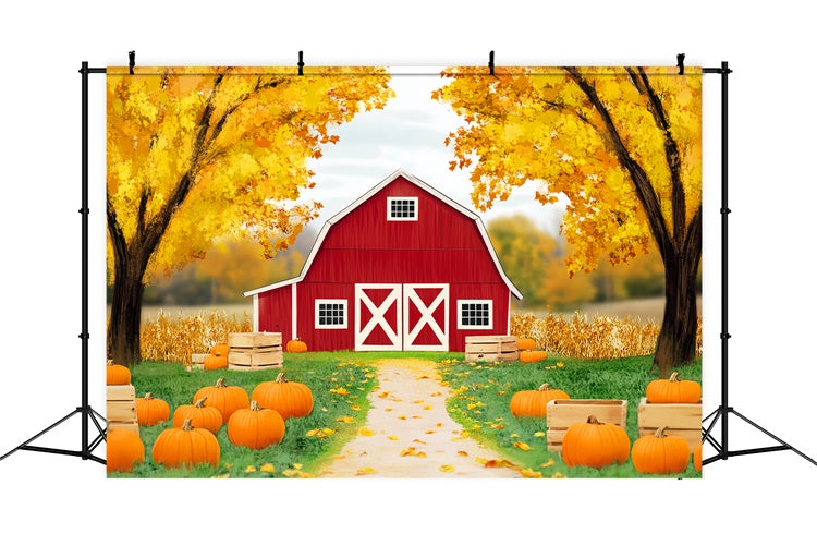 Barn Backdrop Barnyard Trail Fall Forest Backdrops UK LXX57-162