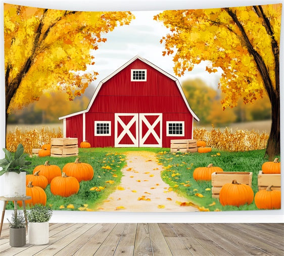 Barn Backdrop Barnyard Trail Fall Forest Backdrops UK LXX57-162
