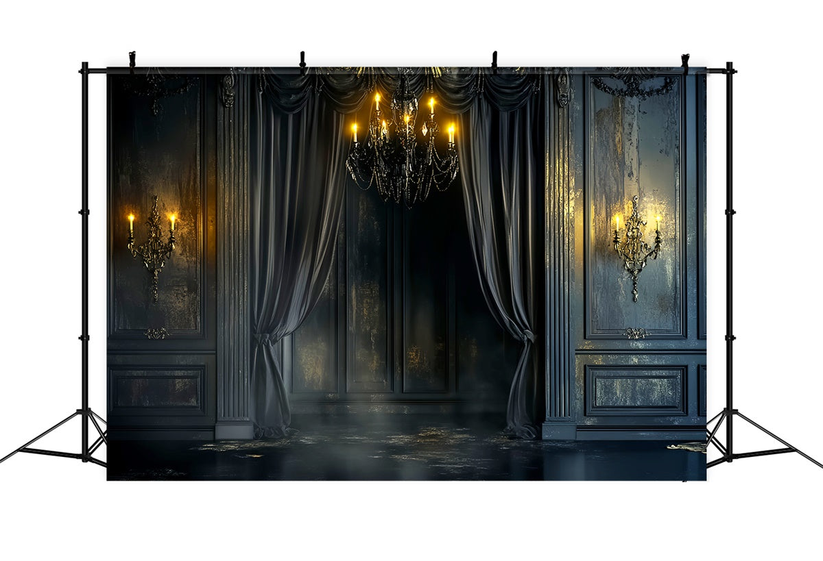 Baroque Backdrop Black Velvet Candlelight Vintage Backdrop UK LXX57-188