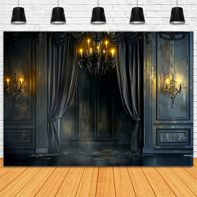 Baroque Backdrop Black Velvet Candlelight Vintage Backdrop UK LXX57-188