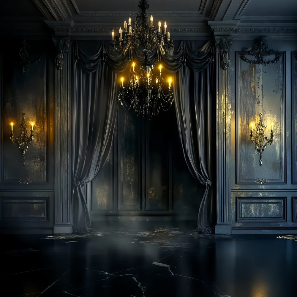 Baroque Backdrop Black Velvet Candlelight Vintage Backdrop UK LXX57-188