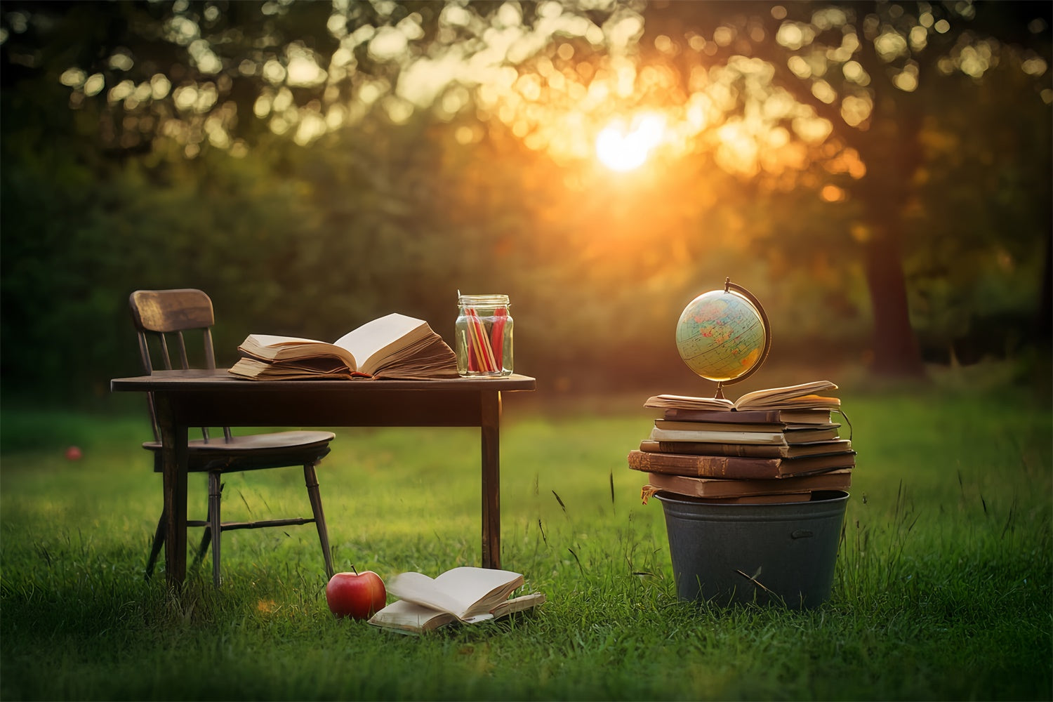 Back To School Photo Backdrop Golden Hour Learning Backdrop UK LXX57-21