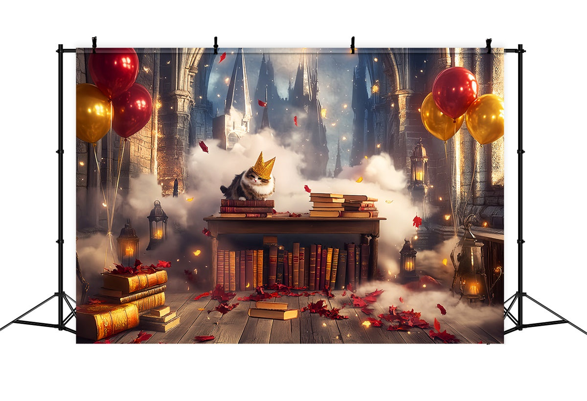 Vintage Photo Backdrop Whimsical Castle Library Backdrop UK LXX57-219