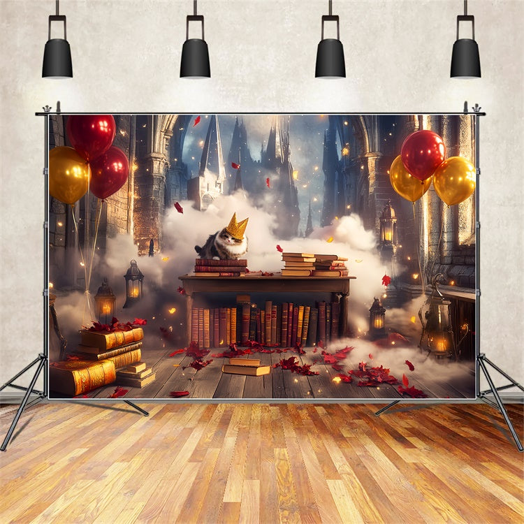 Vintage Photo Backdrop Whimsical Castle Library Backdrop UK LXX57-219