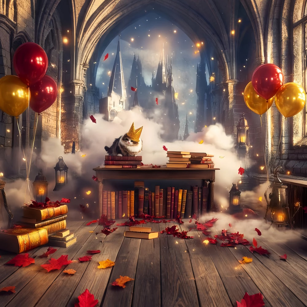 Vintage Photo Backdrop Whimsical Castle Library Backdrop UK LXX57-219