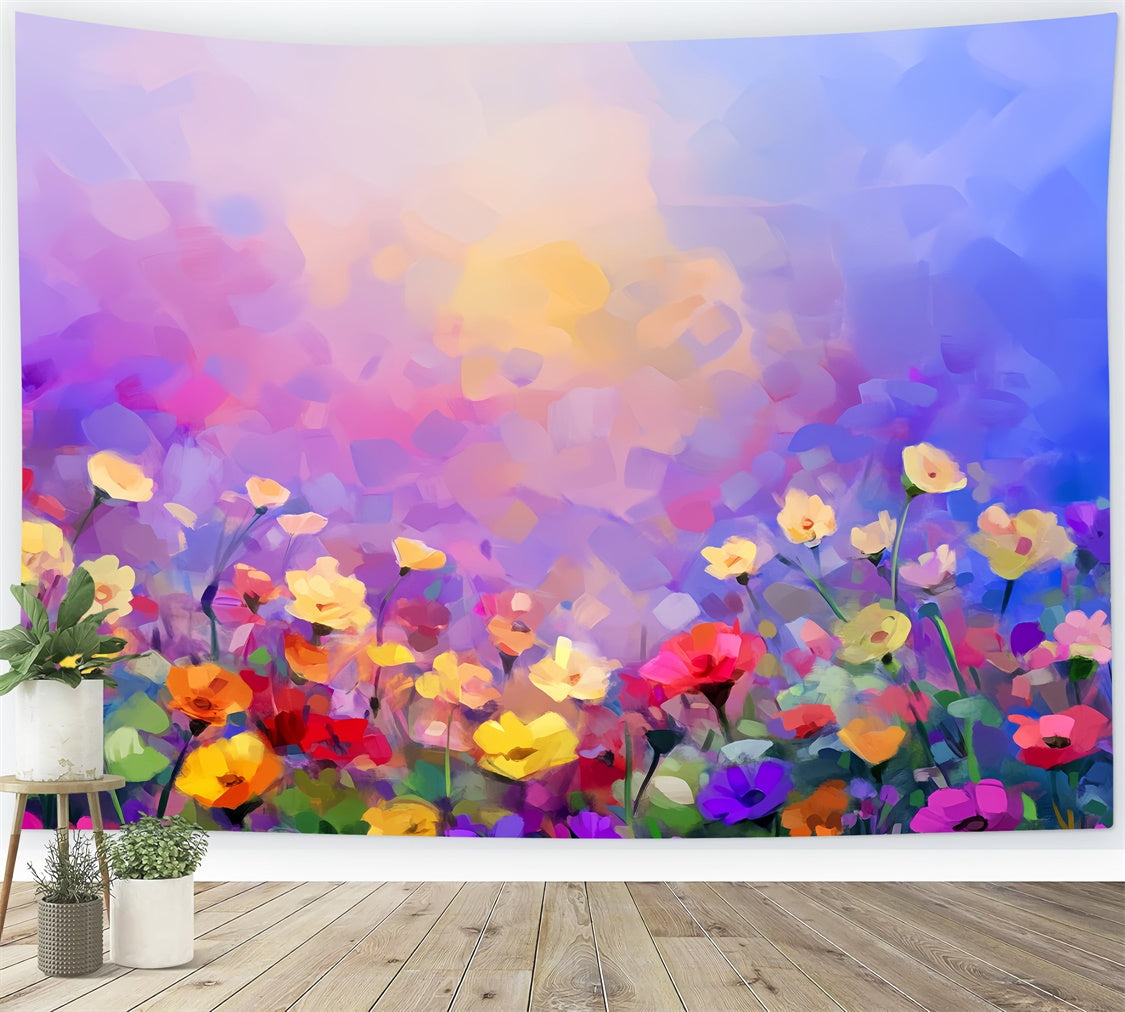 Portrait Backdrop Wildflower Field Watercolor Backdrop UK LXX57-272