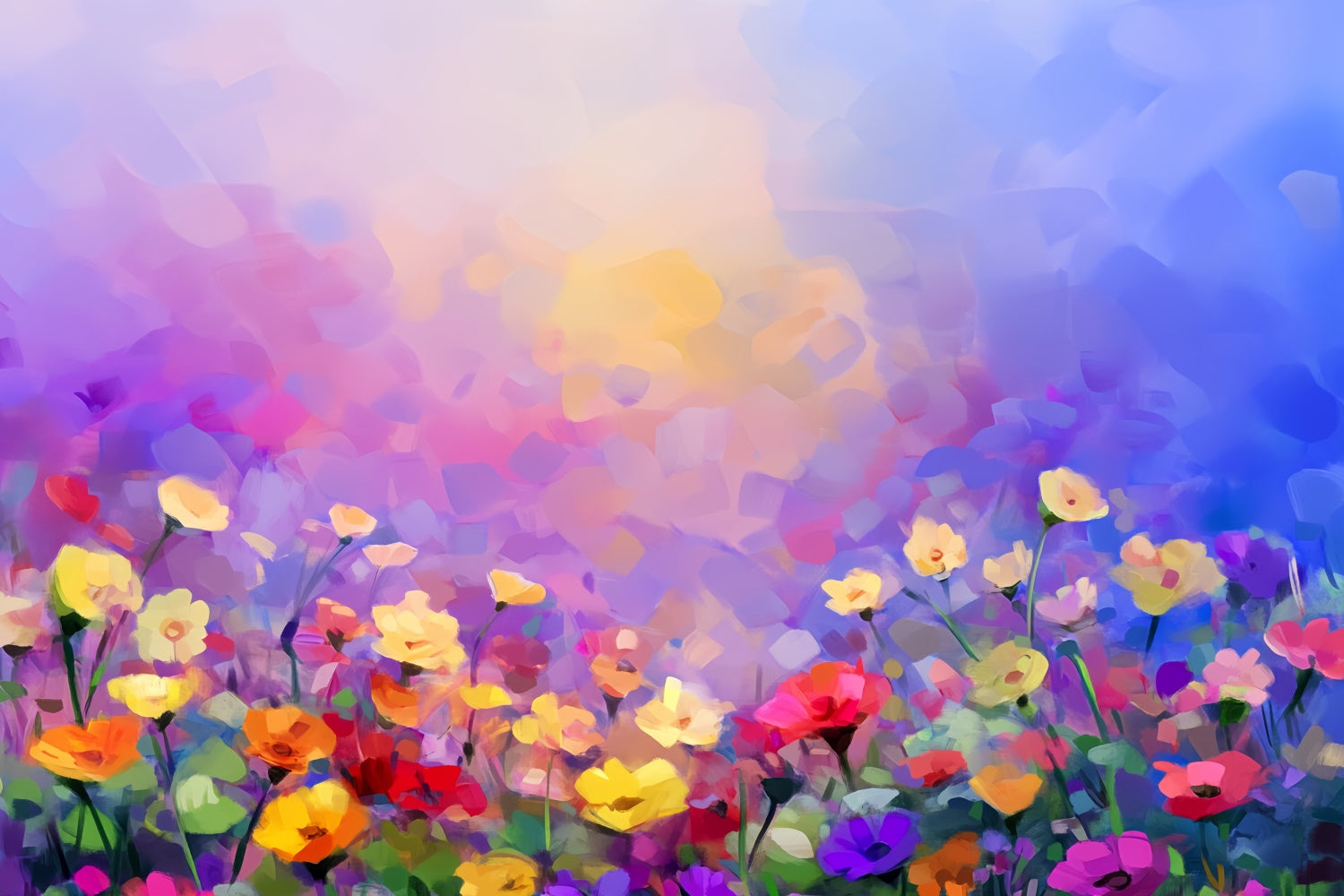 Portrait Backdrop Wildflower Field Watercolor Backdrop UK LXX57-272