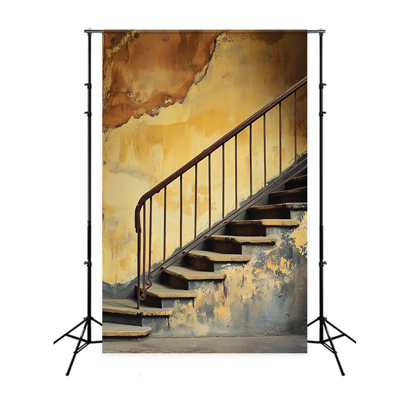 Portrait Backdrops Rust Rail Weathered Wall Fabric Backdrop UK LXX57-277