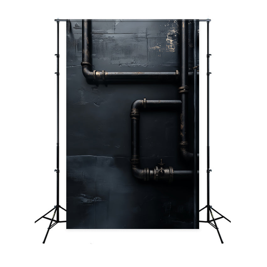Black Photo Backdrop Black Pipe Detail Dark Backdrop UK LXX57-279