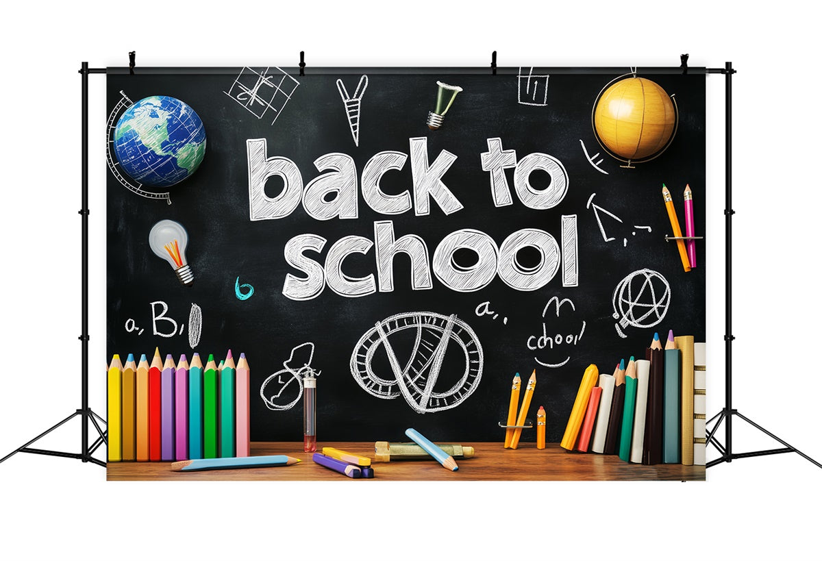 School Backdrop Chalk Sketch School Wall Backdrop UK LXX57-29