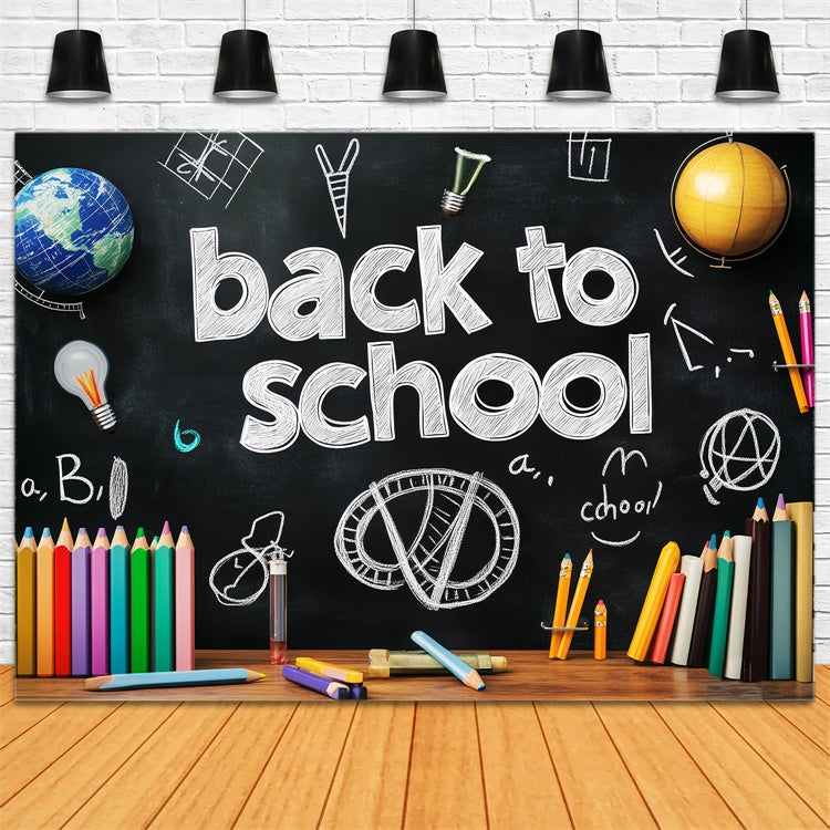 School Backdrop Chalk Sketch School Wall Backdrop UK LXX57-29