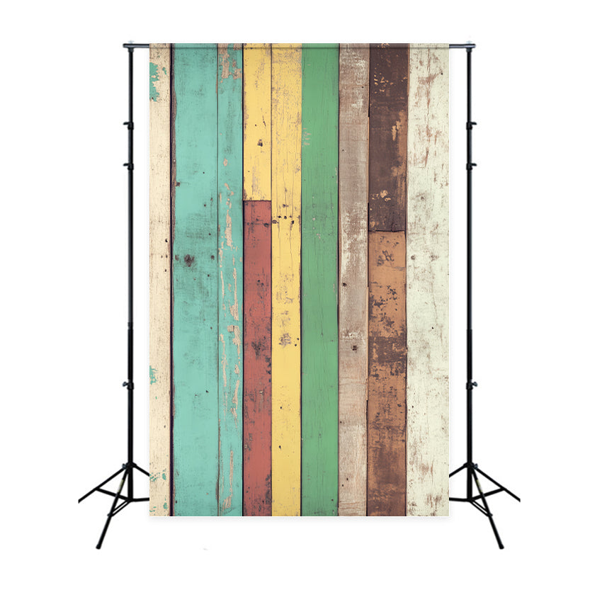 Rustic Wood Backdrop Weathered Rainbow Timber Backdrop UK LXX57-291
