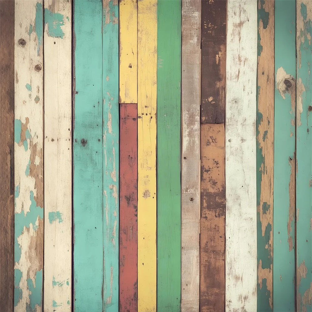 Rustic Wood Backdrop Weathered Rainbow Timber Backdrop UK LXX57-291