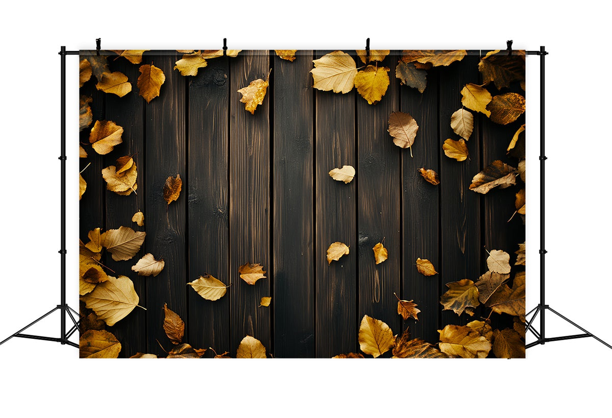 Dark Wood Backdrop Golden Leaves Walnut Backdrop UK LXX57-299