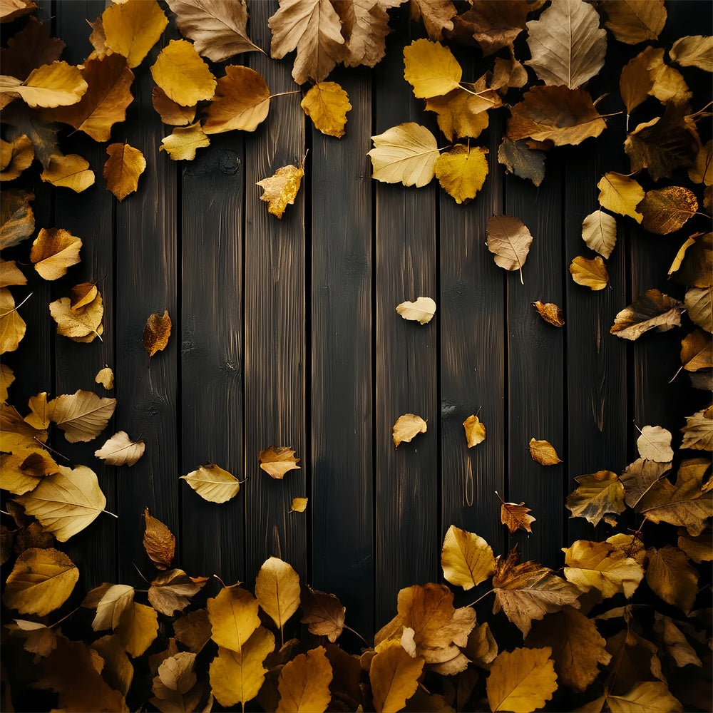 Dark Wood Backdrop Golden Leaves Walnut Backdrop UK LXX57-299