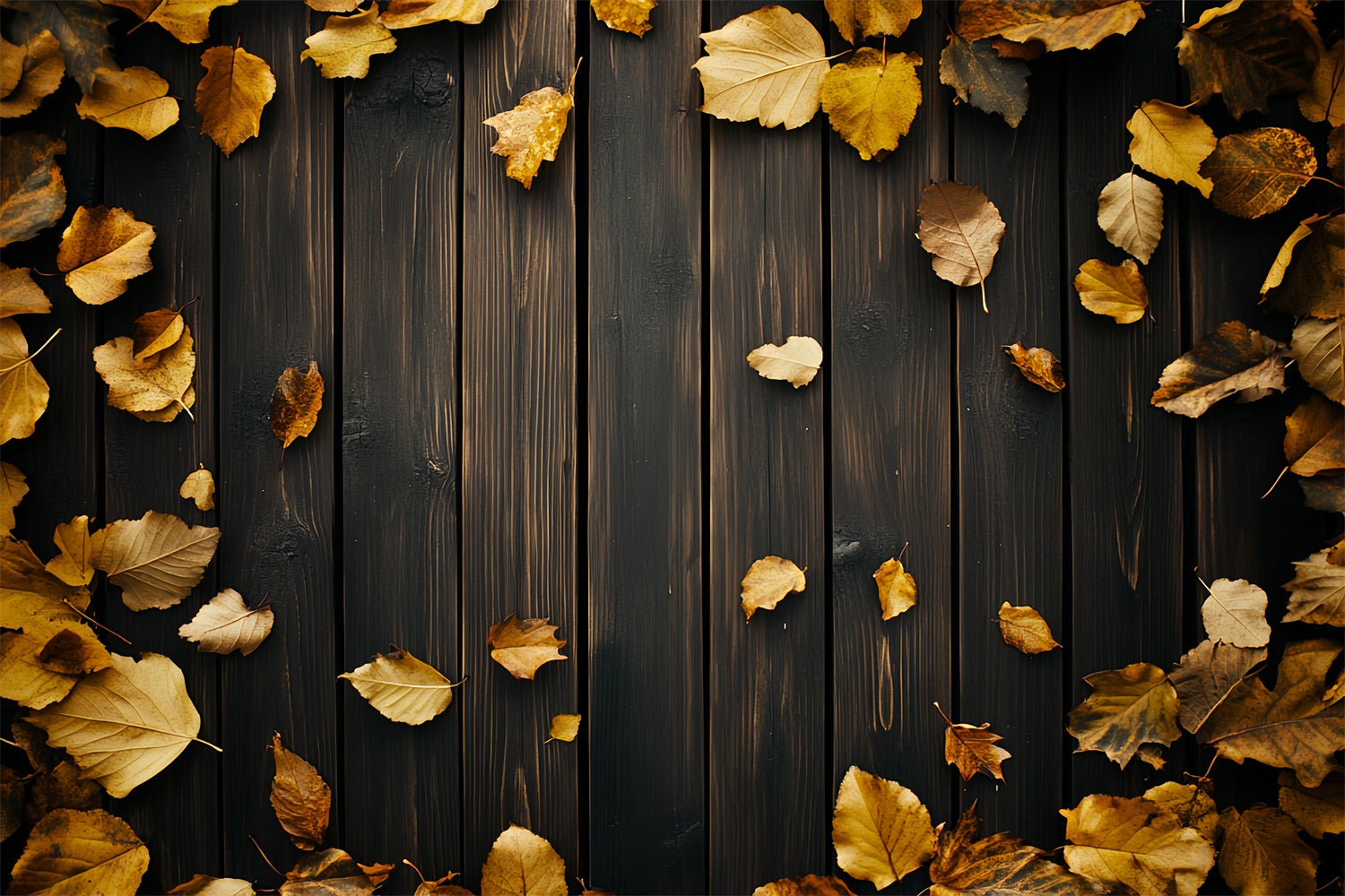 Dark Wood Backdrop Golden Leaves Walnut Backdrop UK LXX57-299