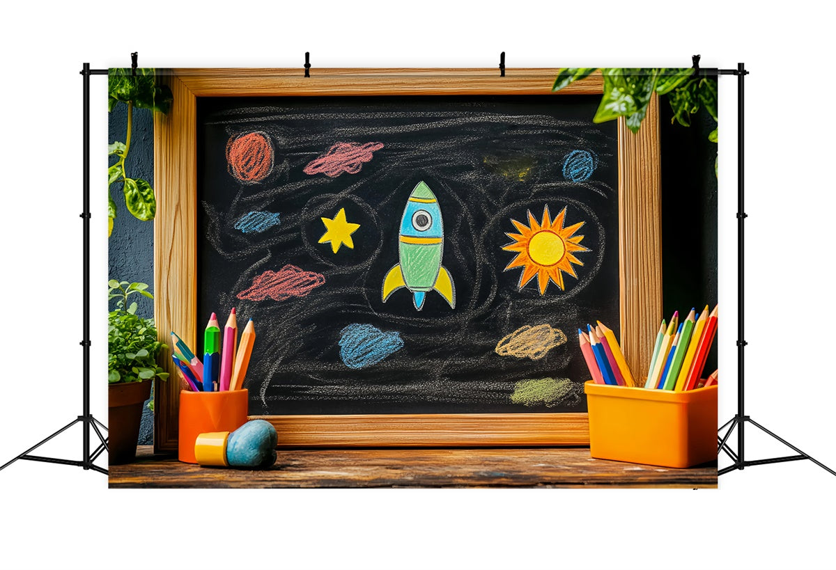 Back To School Photo Backdrop Outer Space Doodle Backdrop UK LXX57-30
