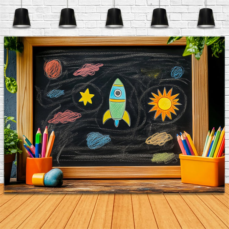 Back To School Photo Backdrop Outer Space Doodle Backdrop UK LXX57-30