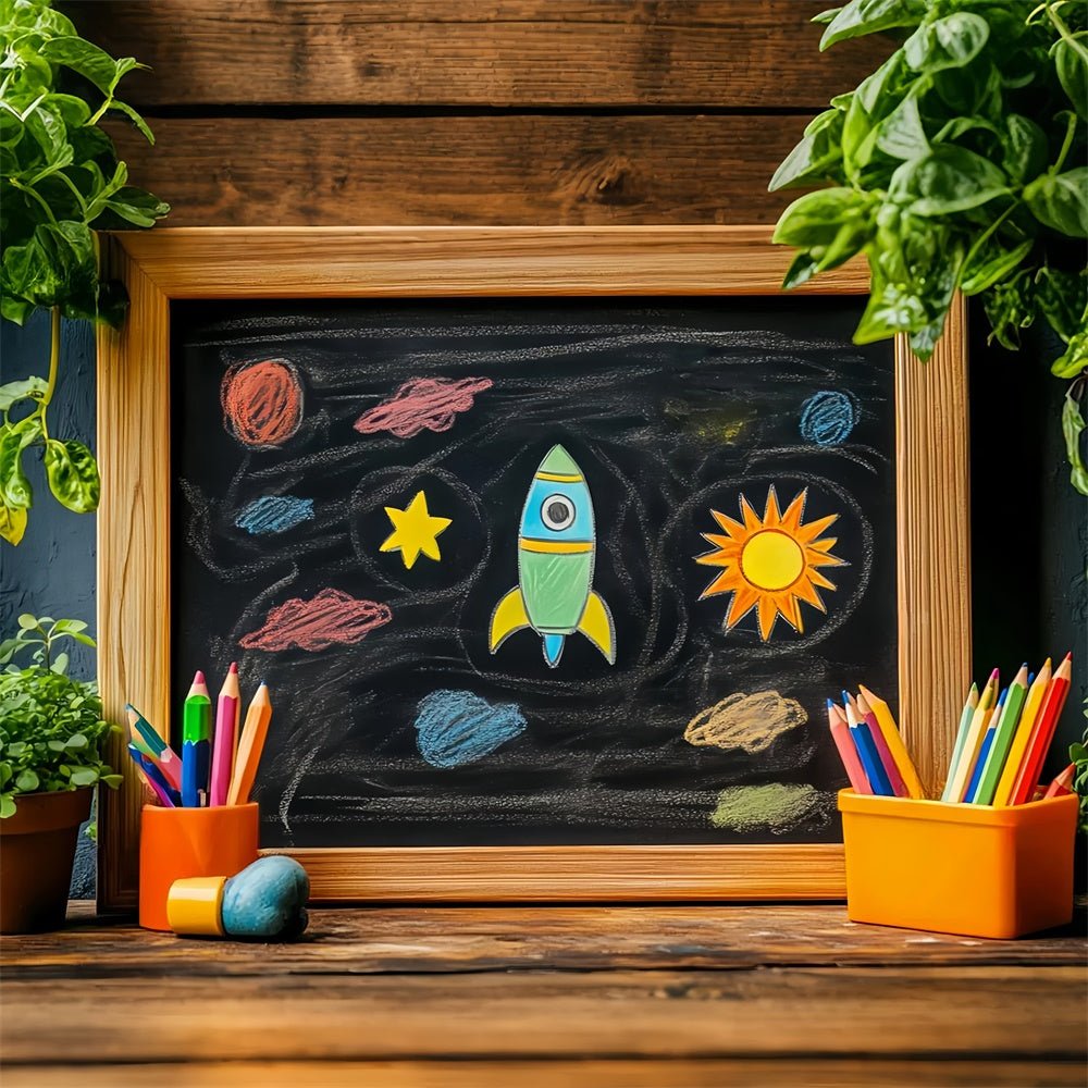 Back To School Photo Backdrop Outer Space Doodle Backdrop UK LXX57-30