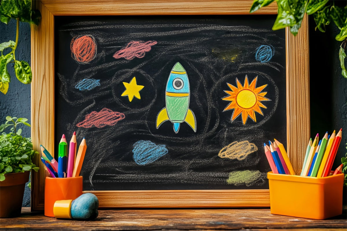 Back To School Photo Backdrop Outer Space Doodle Backdrop UK LXX57-30