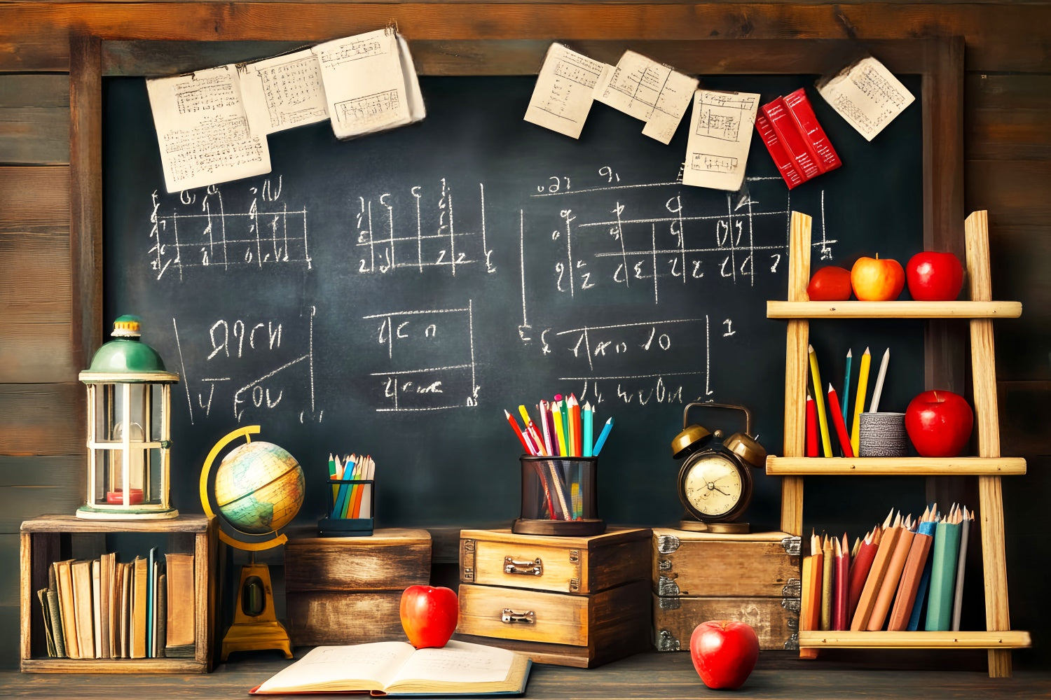 Chalkboard Backdrop Retro Classroom Study Vibe Backdrop UK LXX57-31