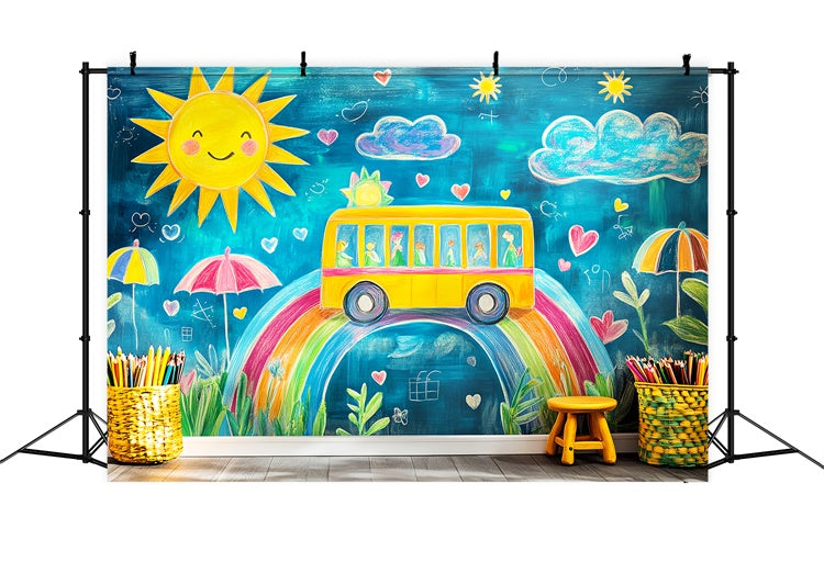 Back To School Backdrop Happy Bus Adventure Backdrop UK LXX57-32