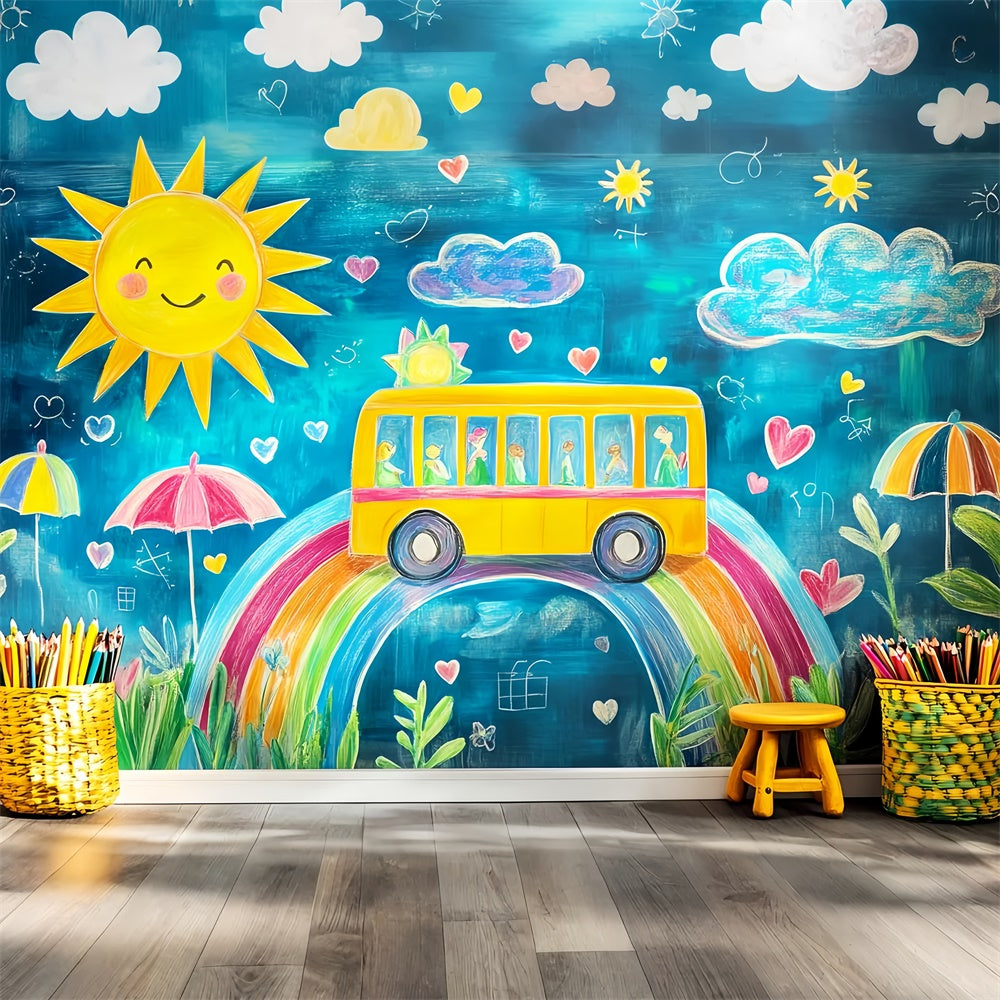 Back To School Backdrop Happy Bus Adventure Backdrop UK LXX57-32