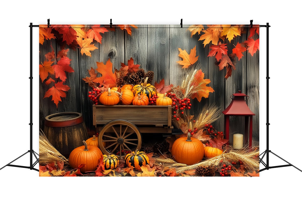 Thanksgiving Backdrop Pumpkin Cart Harvest Autumn Backdrop UK LXX57-324