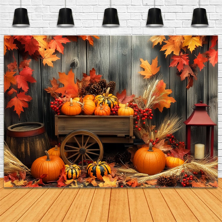 Thanksgiving Backdrop Pumpkin Cart Harvest Autumn Backdrop UK LXX57-324