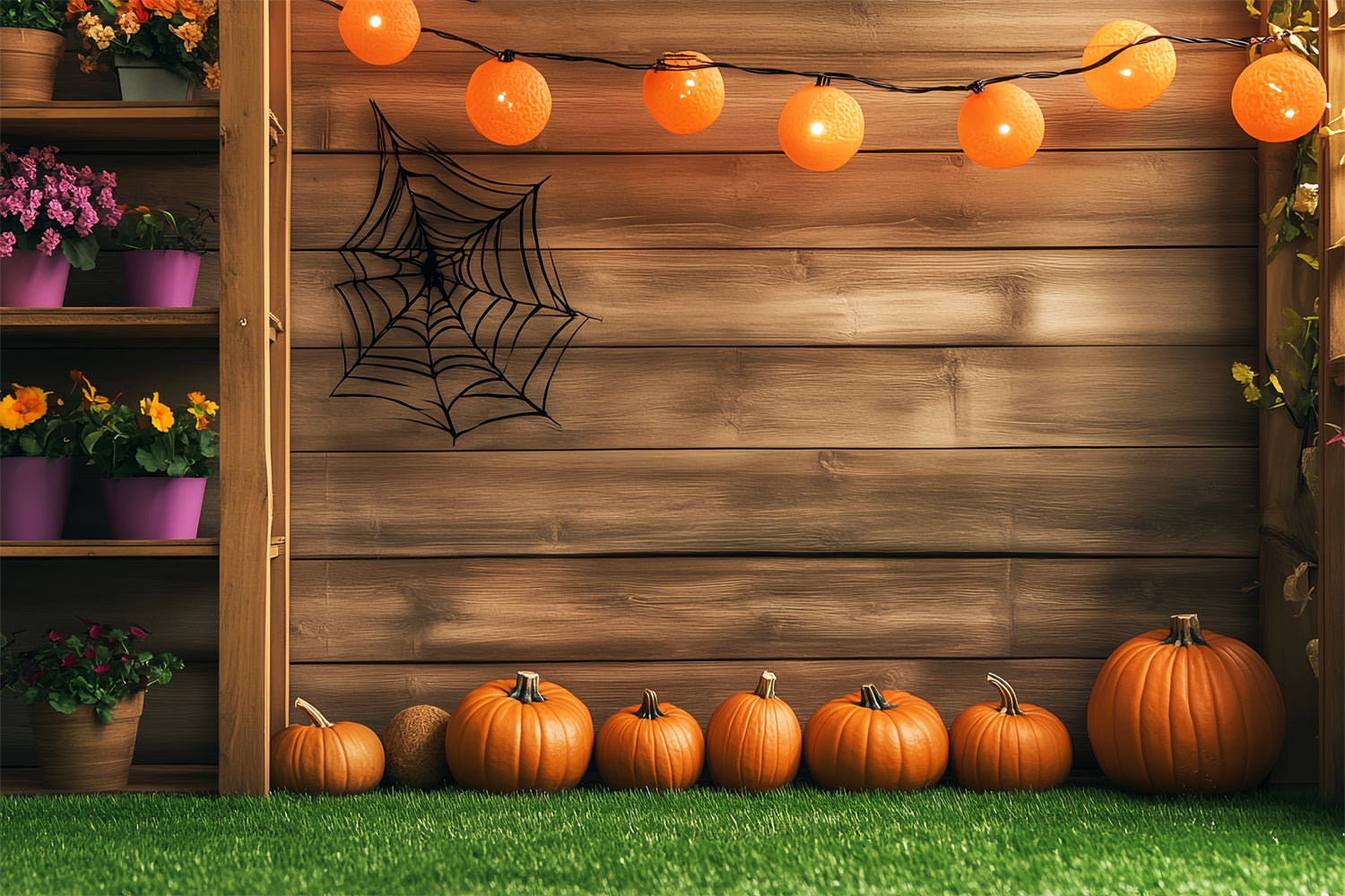 Backdrop For Thanksgiving Spider String Light Porch Backdrop UK LXX57-326