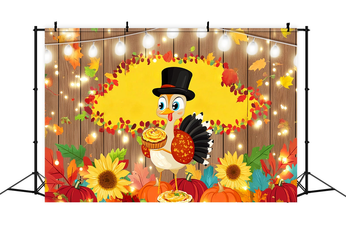 Happy Thanksgiving Backdrop Sunflower Turkey Cheer Backdrop UK LXX57-335
