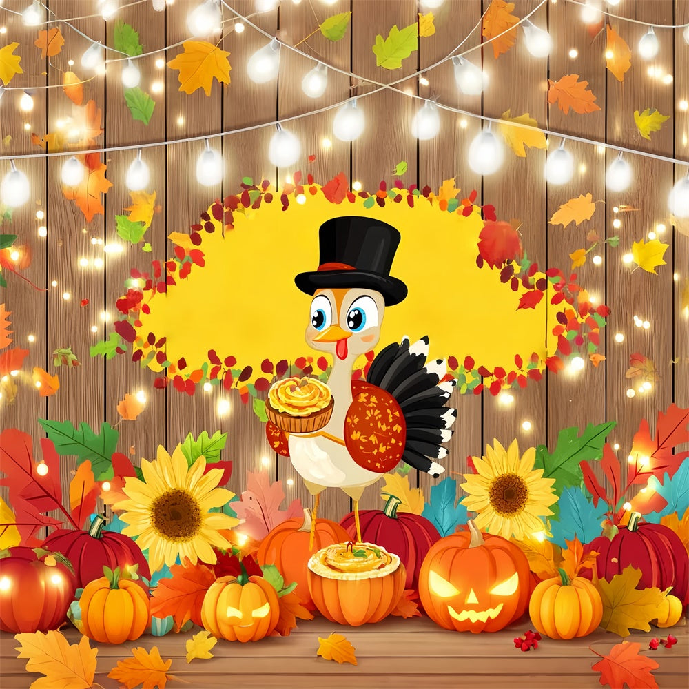 Happy Thanksgiving Backdrop Sunflower Turkey Cheer Backdrop UK LXX57-335