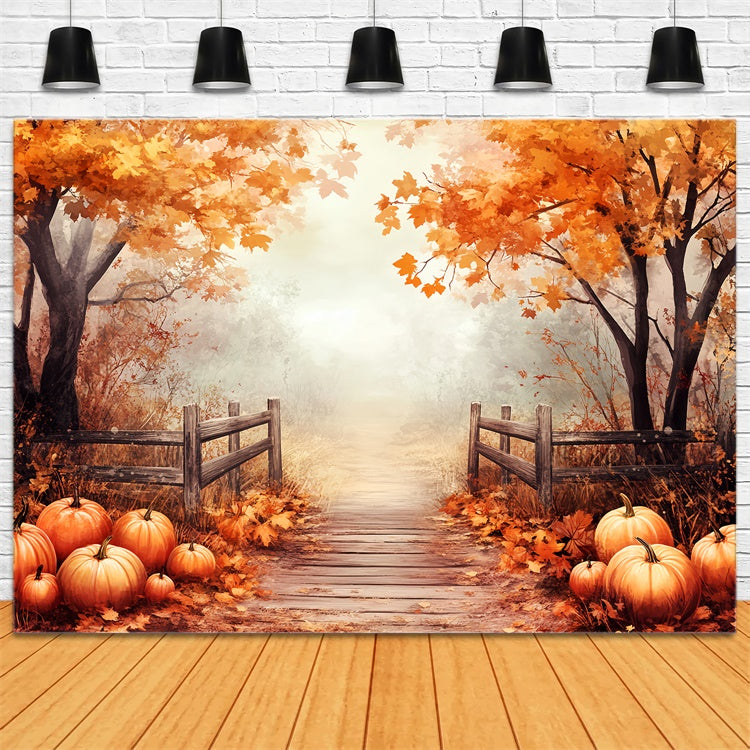 Thanksgiving Backdrops Misty Maple Forest Trail Backdrop UK LXX57-336