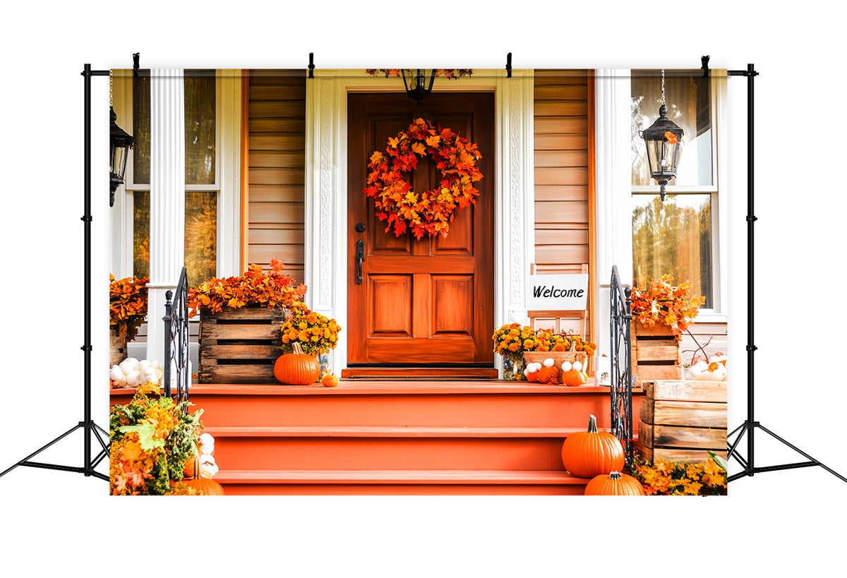 Thanksgiving Backdrop Ideas Maple Wreath Entryway Backdrop UK LXX57-339