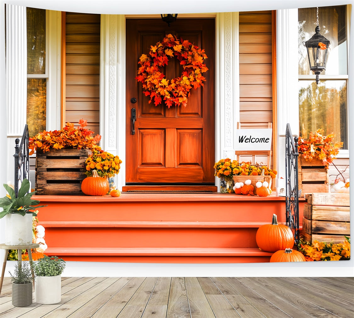 Thanksgiving Backdrop Ideas Maple Wreath Entryway Backdrop UK LXX57-339