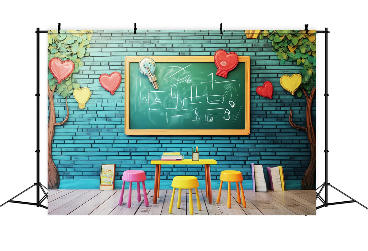 Back To School Backdrops Bright Learning Brick Wall Backdrop UK LXX57-34