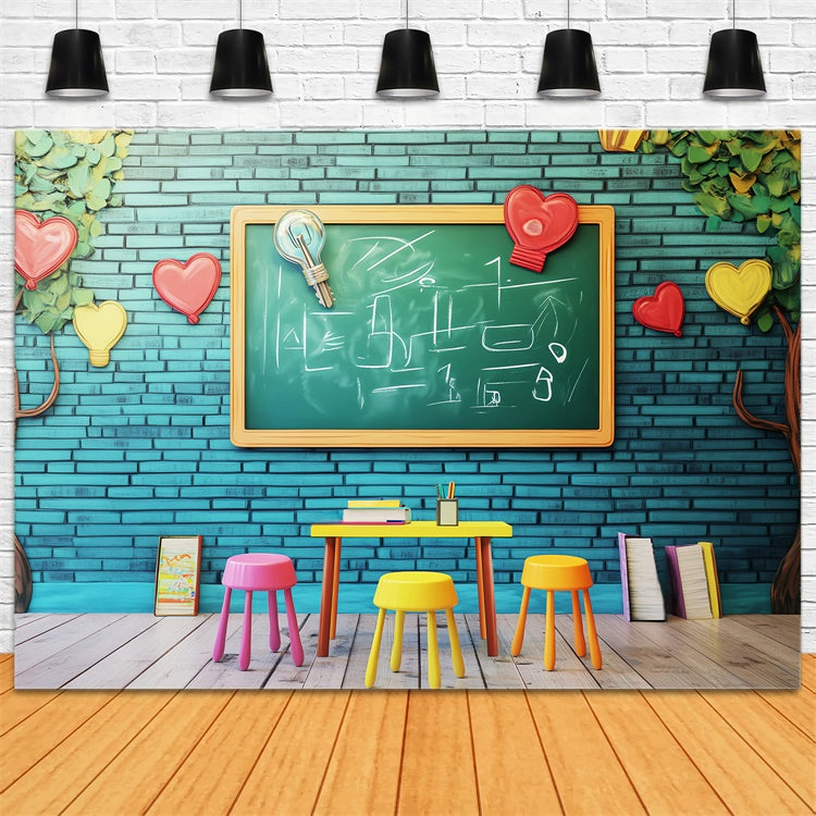 Back To School Backdrops Bright Learning Brick Wall Backdrop UK LXX57-34