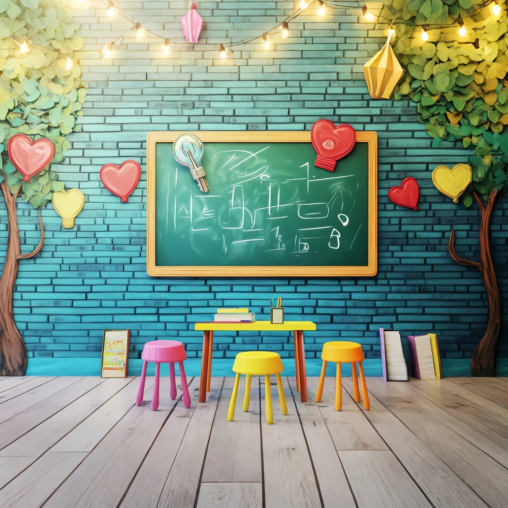 Back To School Backdrops Bright Learning Brick Wall Backdrop UK LXX57-34