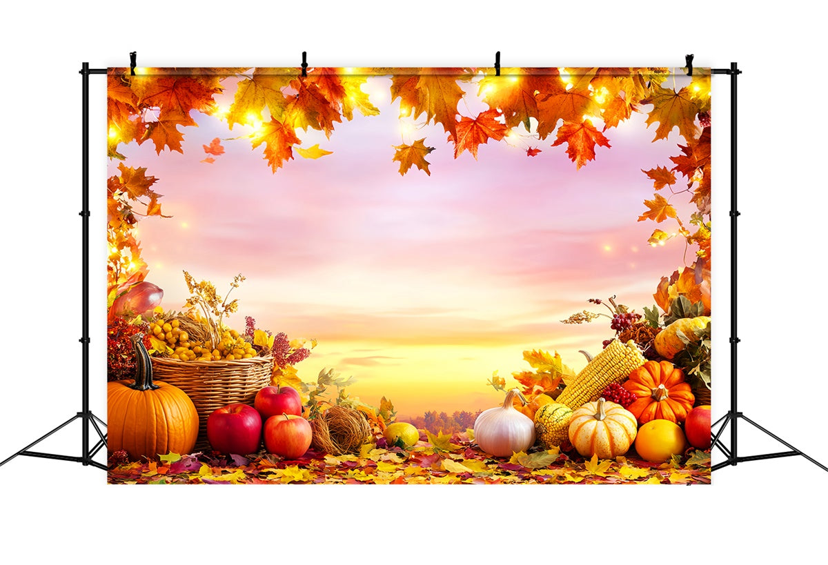 Thanksgiving Day Backdrop Apple Corn Sunset Photo Backdrop UK LXX57-340