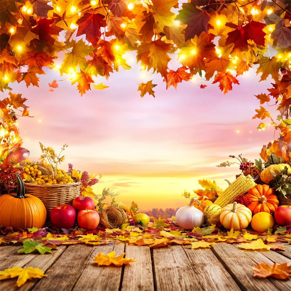 Thanksgiving Day Backdrop Apple Corn Sunset Photo Backdrop UK LXX57-340