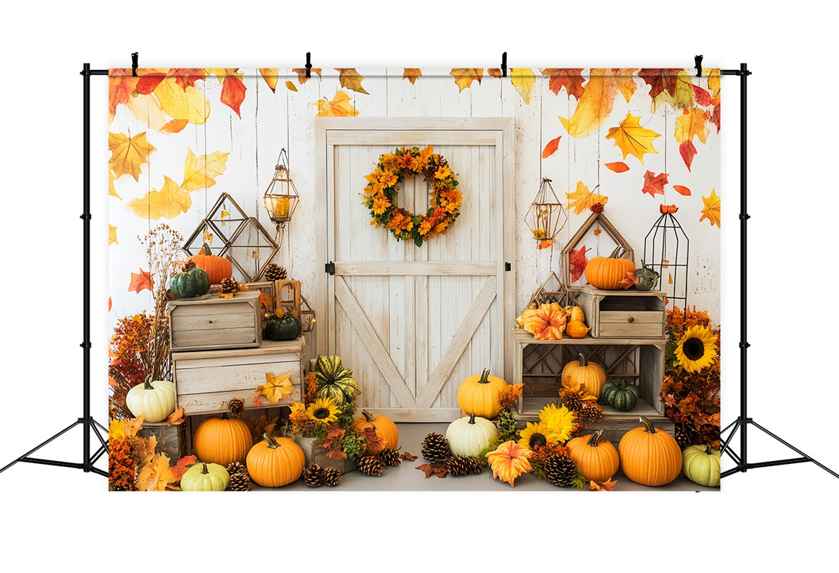 Backdrop For Thanksgiving Harvest Welcome Barn Door Backdrop UK LXX57-344