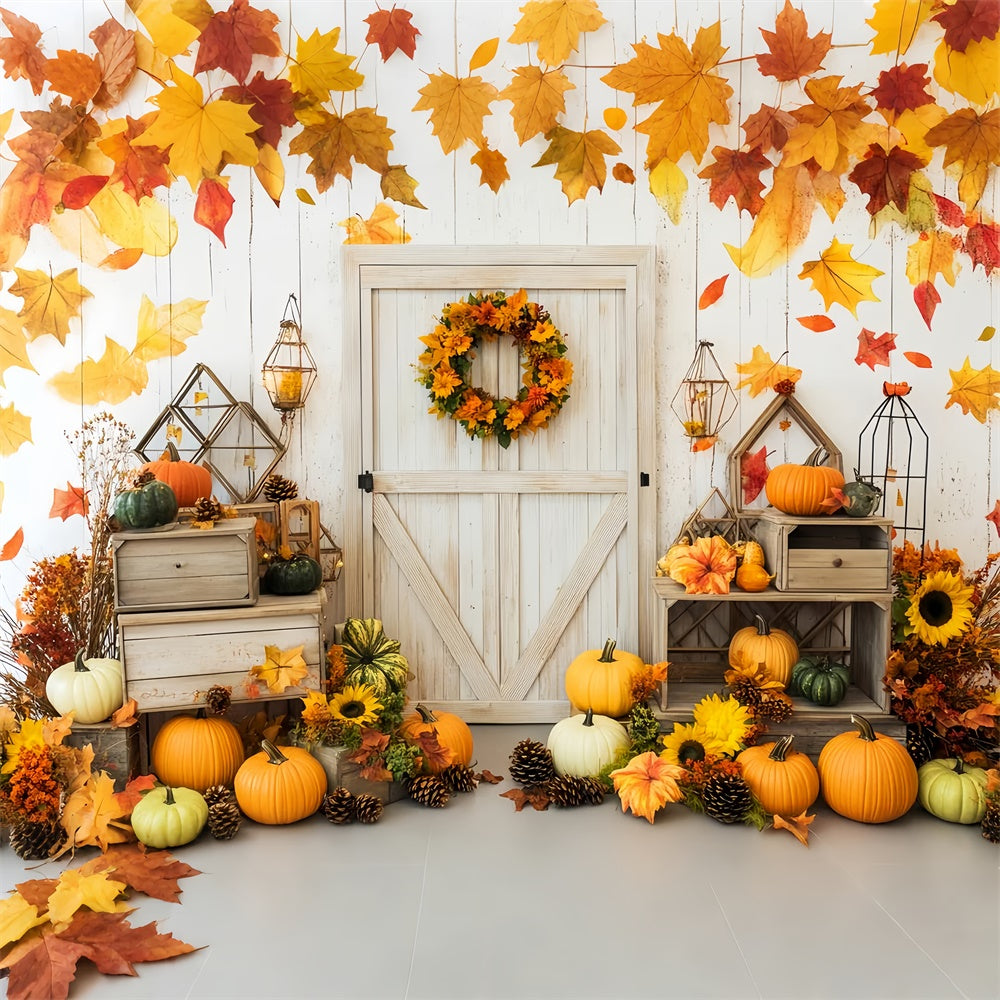 Backdrop For Thanksgiving Harvest Welcome Barn Door Backdrop UK LXX57-344
