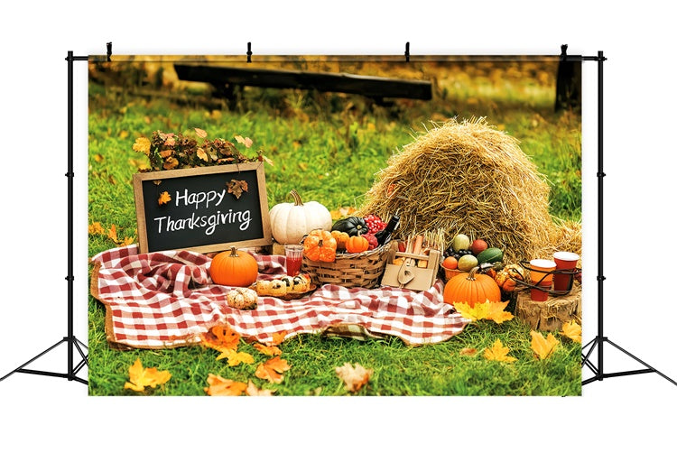 Thanksgiving Themed Backdrop Happy Picnic Meadow Backdrop UK LXX57-345