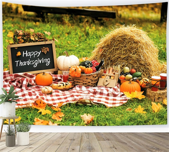 Thanksgiving Themed Backdrop Happy Picnic Meadow Backdrop UK LXX57-345