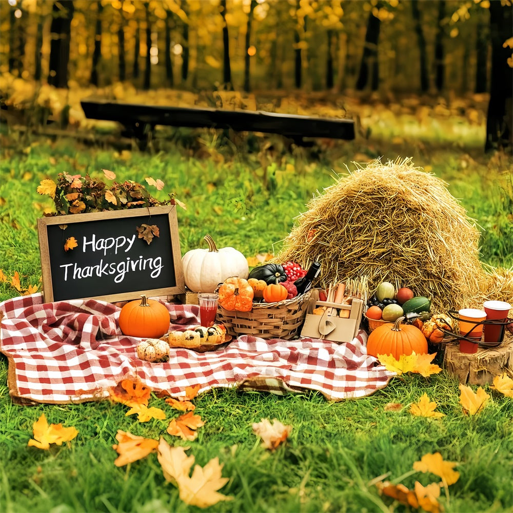 Thanksgiving Themed Backdrop Happy Picnic Meadow Backdrop UK LXX57-345