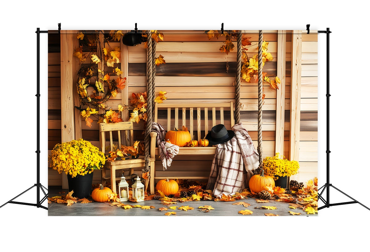 Thanksgiving Day Backdrop Bench Rustic Charm Fall Backdrop UK LXX57-346