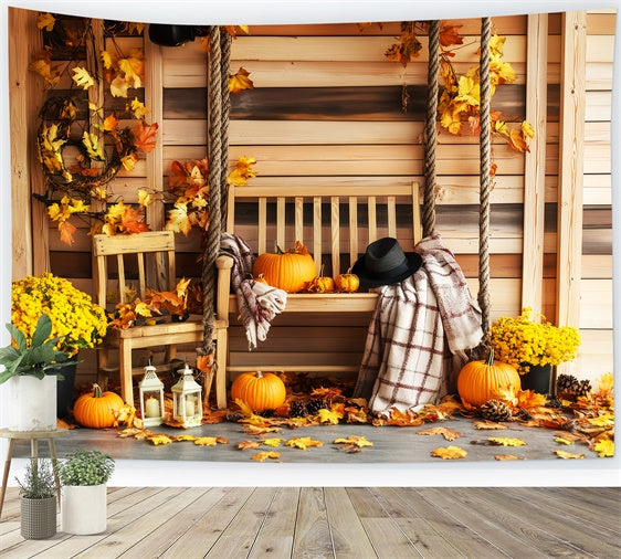 Thanksgiving Day Backdrop Bench Rustic Charm Fall Backdrop UK LXX57-346