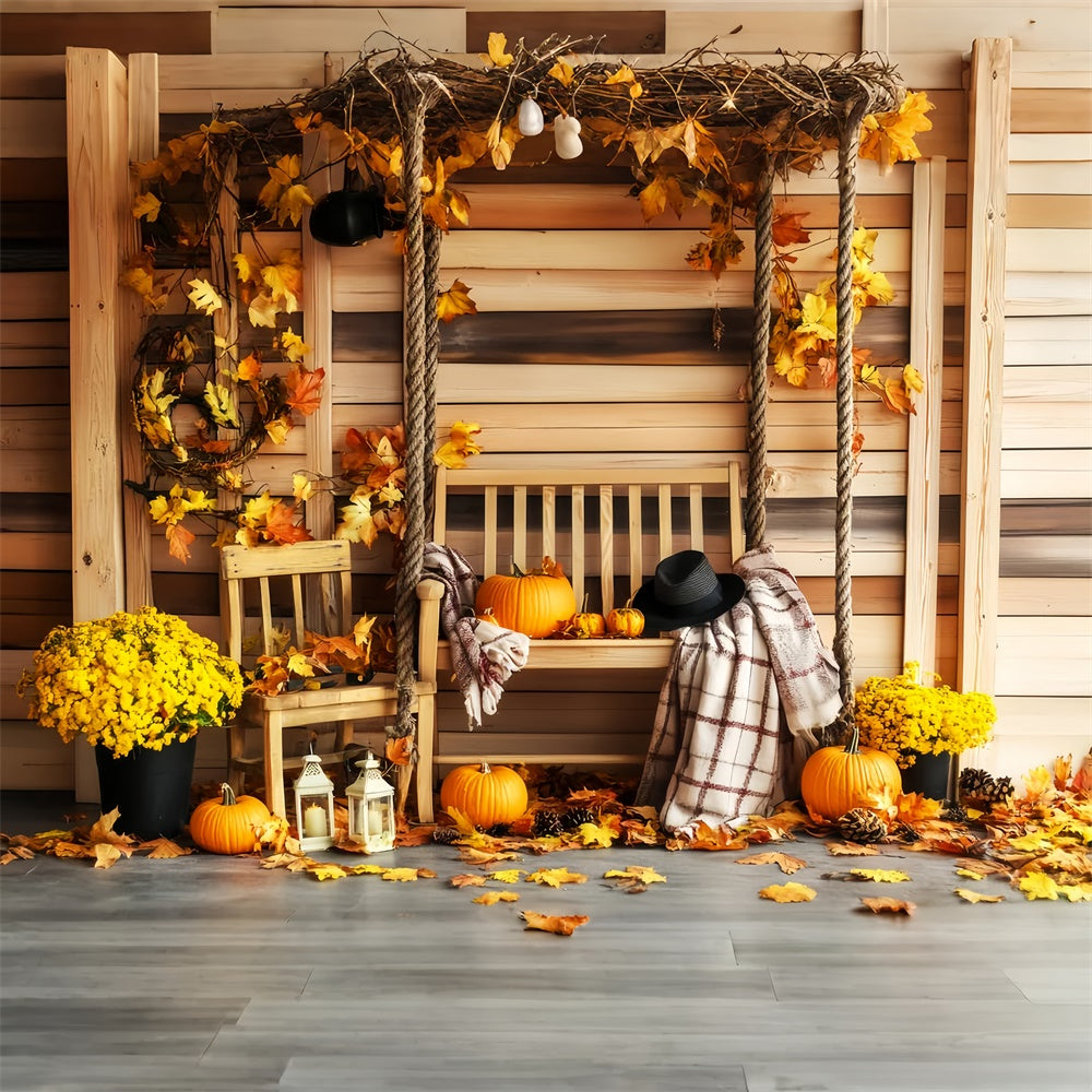 Thanksgiving Day Backdrop Bench Rustic Charm Fall Backdrop UK LXX57-346